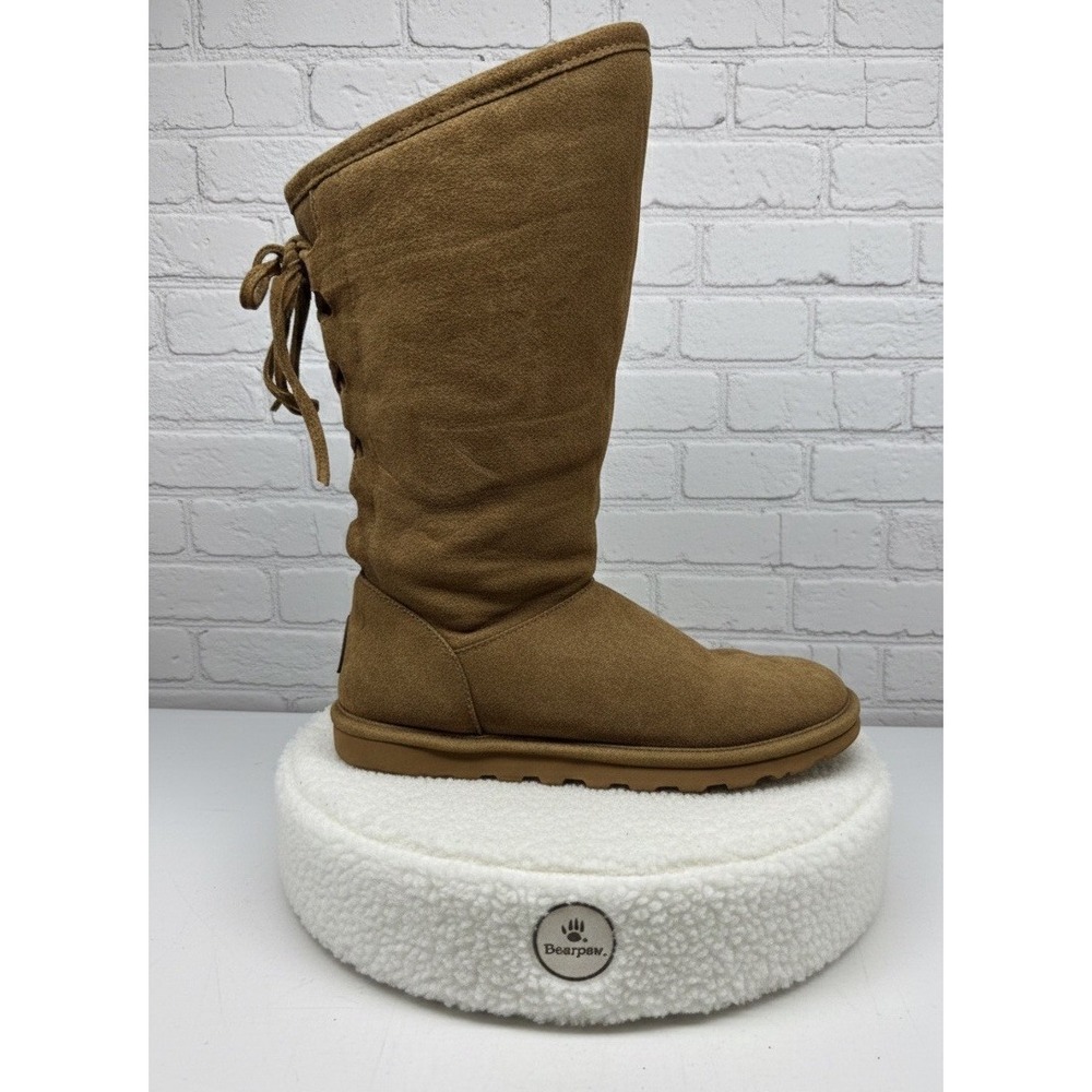 Bearpaw 🤑Women's 🔥8 Hickory Phylly Suede Winter Boots Lace Up Wool Lined